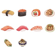 20 PCS Creative and Delicious Food Japanese Salmon Sashimi Student DIY Stationery Decoration Stickers Suitable for Photo Albums Diaries CupsMobile Phones Laptops Luggage Scrapbooks