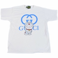 正品 Gucci 哆啦A夢合作襯衫剪裁與縫製上衣棉白色藍色男裝二手