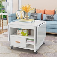 Small Dining Table Foldable 2-in-1 Convertible Coffee Table Rectangular Rural Space Movable Non-Occu