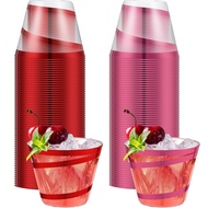 Gejoy 100 Pcs 9 oz Rimmed Swirl Plastic Cups Disposable Wine Cups Hard Plastic Drinking Cups Clear C