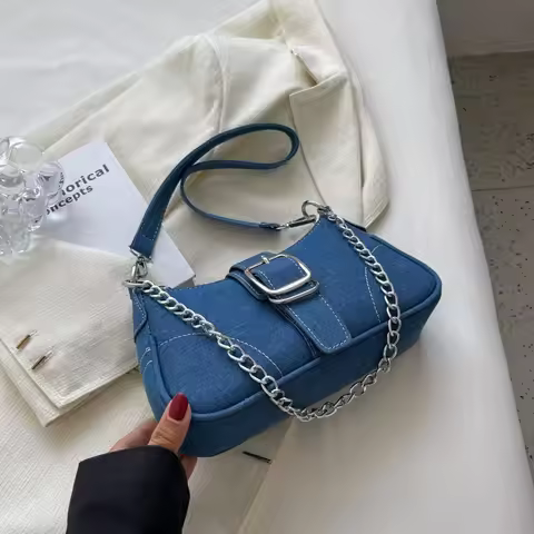 Small Design Jeans Bag Women's New Cross-Shoulder Bag Shoulder Canvas Bag