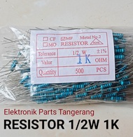 ( 10 PCS) RESISTOR 1/2 WATT 1K OHM RESISTOR 1/2W 1K RESISTOR 1/2WATT 1K OHM RESISTOR 1/2 W 1K