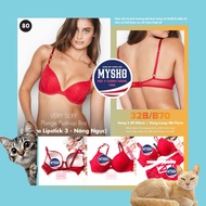 [Size 32B/B70 -80] Very Sexy Plunge Push-up High Quality Women's Bra, Breast Enhancement-Lipstick