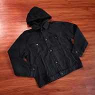 JAKET DENIM HOODIE SPAO BLACK ORIGINAL NOT LEVIS JEFRYMAULIDYA