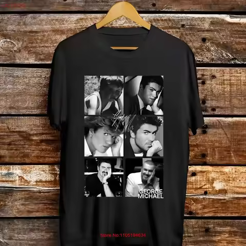 New George Michael Signature T Shirt Cotton Black vintage Washed Stylish fashion Unisex graphic Vers