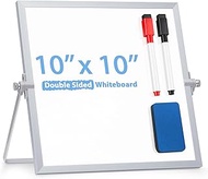 ARCOBIS Small WhiteBoard with Stand 10" X 10", Magnetic Double-Sided Dry Erase White Board Easel for