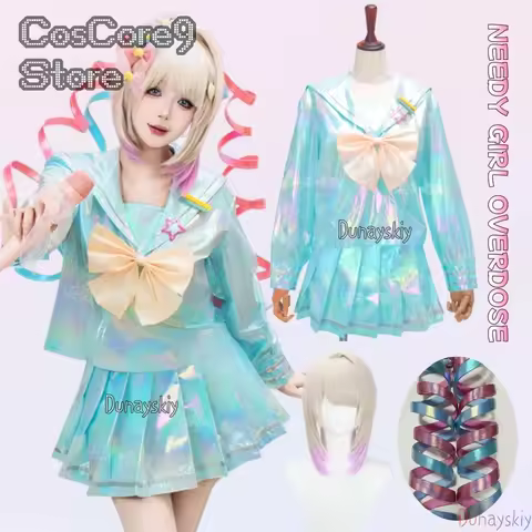 KAngel Cospaly Costume Game NEEDY GIRL OVERDOSE Cosplay Skirt Dress KAngel Women Pink Blue Cute Cosp