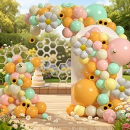 Kit de arco de balões de crisântemo amarelo caqui rosa areia branca macaron azul para decoração de c