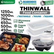 THINWALL Plastic Container Box Take Away Food Container Thick Round Bowl DELKOCHOICE
