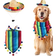 Dog Mexican Sombrero Costume Puppy Bandana Cat Party Hat for Mexican Cinco De Mayo Fiesta Decoration