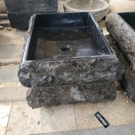 wastafel batu alam marmer kotak hitam natural