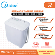 [DELIVERY ON KEDAH & PENANG] MIDEA Semi Auto 6KG/8KG/9KG/11KG/13KG Washing Machine MSW-6008P/MSW-900