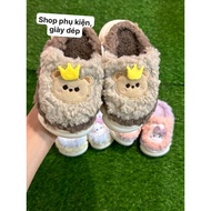 Winter cotton indoor slippers, colorful baby slippers, cute bunny ears, super soft fur slippers.Dp99