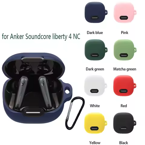 For Anker Soundcore Liberty 4 NC Case Solid Color Silicone Shockproof Bluetooth Earphone Cover Liber