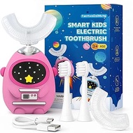 Kids U-Shaped Electric Toothbrush, 360° Deep Cleaning, 3 Modes, Voice Teaching, 45S Smart Timer, Typ