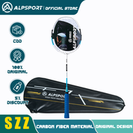 ALPSPORT SZZ100 Raket Bulutangkis Resmi Asli 4U 24 Lbs Raket Set Pegangan Serat Karbon Penuh