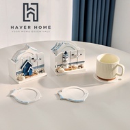 Marine Wooden Coaster Set Aesthetic Coaster Anti-Heat Anti-Slip Aesthetic Coaster