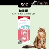 Bioline Cat Dental Care Set 50g - Cheese flavour Toothpaste / Kit Toothpaste / Toothbrush Set / Dent
