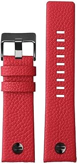 GANYUU Leather watchband For diesel DZ7395 DZ7370 DZ7257 DZ7430 watch band Soft cowhide strap rivet 24m 26mm 28mm for men women (Color : Red black rivet, Size : 26mm)