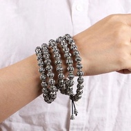 Tibetan silver 999 Buddha beads six-character mantra sterling silver bracelet for men and women Pixi