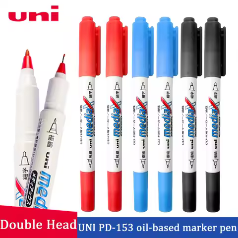 Japanese Stationery Uni Doubel Headed Oil Marker Pen ,0.4~0.9mm Writing Quick Dry Pen For CD Glass C