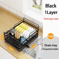 2 Tier Auto Drainer Tray Rak Pinggan Stainless Steel Kitchen Organizer Storage Rack Sinki Rak Pingga