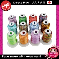 New brothread 12-Color Gradient-Dyed Polyester Machine Embroidery Thread Set 500M (550Y) Size 50 Spo