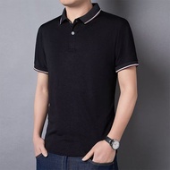 M-5XL Summer Ice Silk Short Sleeve Collar T Shirt Korean All Match Plus Size Business Casual Polo Shirt Men