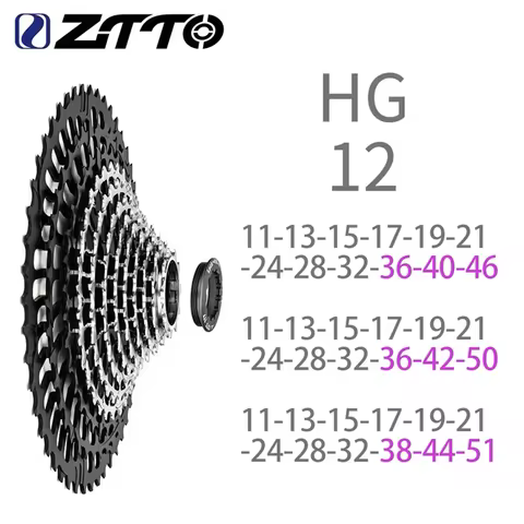 ZTTO MTB HG Cassette 12S 11-46T 11-50T 11-51T Super Light Weight CNC SLR3 12 Speed Universal Spokets