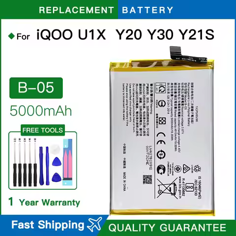 Brand new 5000mAh B-05 Mobile Phone Battery For vivo iQOO U1X Y20 Y30 Y21S B-O5 Mobile replacement B