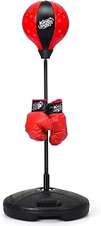 LDAILY Boxing Ball Set, Punching Bag with Adjustable Height Standing Base, Adult Boxing Punch Exercise Bag with Gloves and Hand Pump, Boxing Punching Ball Set for Kids &amp; Adults…