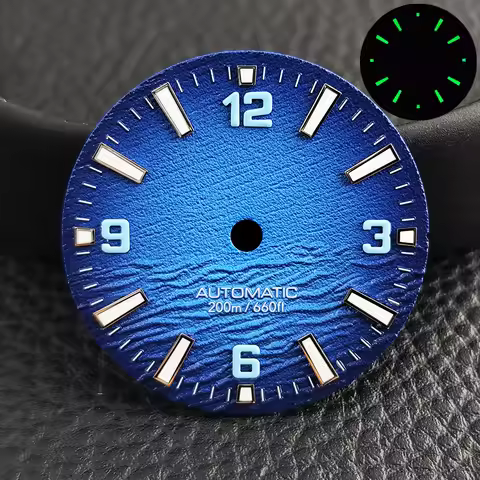 Sterile 28.5mm Diameter Watch Dial for NH36/35 Movement with Single Calendar Ocean Texture Lume BW9/