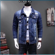 Ready Stock jaket jeans lelaki denim coat Denim jacket men's slim vintage stretch jeans suit trendy 