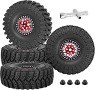 RC 1.9" Beadlock Wheel Tires Set 1.9 Beadlock Wheels and Tires for 1/10 SCX10 90046 AXI03007 TRX4 TR