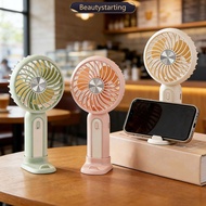 BEAUTYSTARTING Mini USB Handheld Fan 3-Speed Silent Portable Electric Fan With Stand Desktop Pocket 