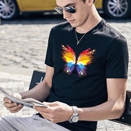 O Neck Tops  Men Clothing Blouses Short Sleeve Butterfly Printed Tees Male Clothes Summer Fashion Harajuku T-shirt S-5XL