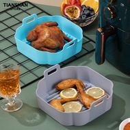 Tianshan Air Fryers Liner Double Handle Heat Resistant Square Dishwasher Safe Silicone Baking Pan Waterproof Non-stick Frying Chicken Basket Mat Kitchen Accessories