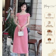 Women's Party Dress, Off-the-Shoulder Design, Long Flare, Stone Applique, High Quality Welded Foam M