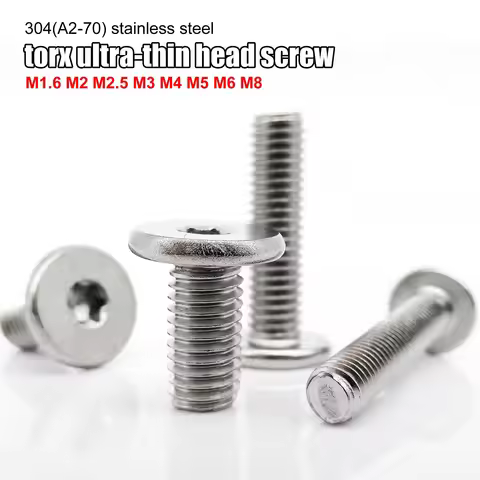 5/10/50X CM M1.6 M2 M2.5 M3 M4 M5 M6 M8 304 A2 Stainless Steel Torx Six-Lobe Ultra Thin Flat Wafer H