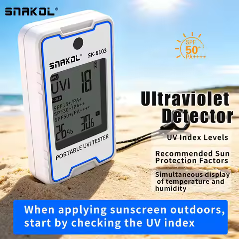 SNAKOL SK-8103 Portable UV Index Tester Ultraviolet Detector with Temp Humidity Display for Outdoor