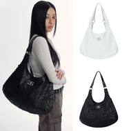 ASON Embroidered Crescent Shoulder Bag Retro Crack Large Capacity Tote Bag Handheld Underarm Bag