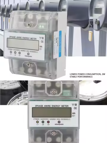 3 Phase Power Meter DTM024 Digital LCD Display Energy Meter Electric Kilowatt Hour Meter, 220/380V 5