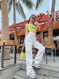 กางเกงยีนส์ทรงหลวมขาบานสำหรับผู้หญิง Aviva on Earth กางเกงขายาวทรงหลวมสไตล์ลำลองสำหรับฤดูร้อน