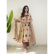 Pure Jaipuri Cotton Kalamkari Print Suit Set - 3 Piece Ajrakh Print Pant & Dupatta - Traditional Cot