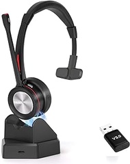 MAIRDI Bluetooth Headset with Microphone Noise Canceling, Mono Wireless Headset for Office Call Center, with Bluetooth Adapter for PC Microsoft Teams Skype Telephone Conference Call Dragon Nuance