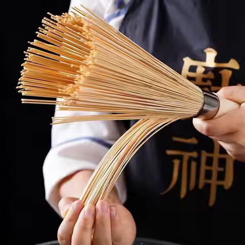 Natural Bamboo Pot Brush Long Handle Wok Cleaning Brush Dish Brush Dish Scrubber Cleaning Tool Pot P
