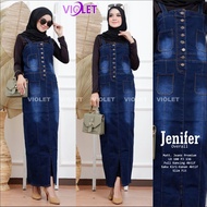 Overall Jeans Wanita Skinny Jumpsuit Jeans Baju Kodok Rok Panjang Terbaru