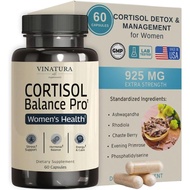 VINATURA Cortisol plements for Women - Cortisol Detox and Management - Adrenal port, Stress port, 60