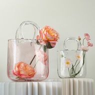 Fish Tank Handbag Glass Vase High-Value Guest Restaurant Vase Flower Arrangement High-End Hydroponic