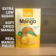 Thong Ampai Soft Dried Mango Extra Low Sugar Real Mango(96%) Sugar(4%) Pieces -Vegan  100g Thailand